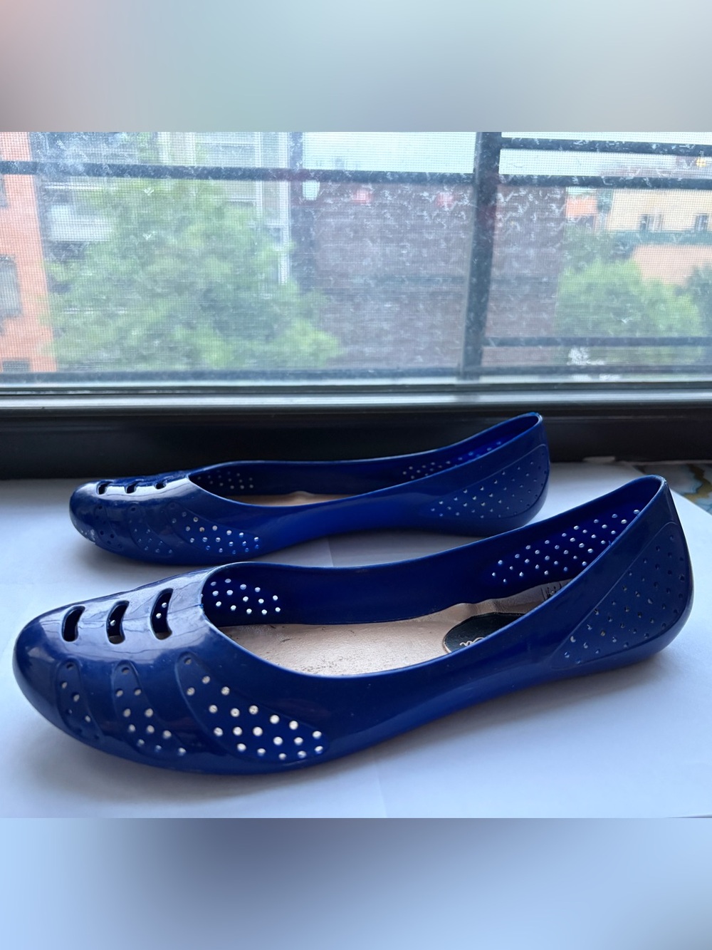 Jessica Royal Blue Perforated Jelly Ballet Flats